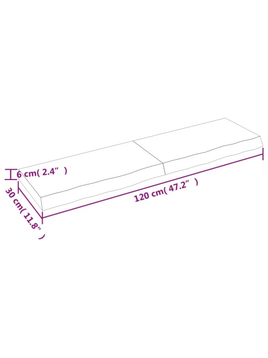 Seinariiul, helepruun, 120 x 30 x (2-6) cm, töödeldud tammepuit