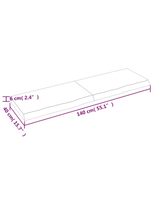 Seinariiul, helepruun, 140x40x(2-6) cm, töödeldud tammepuit