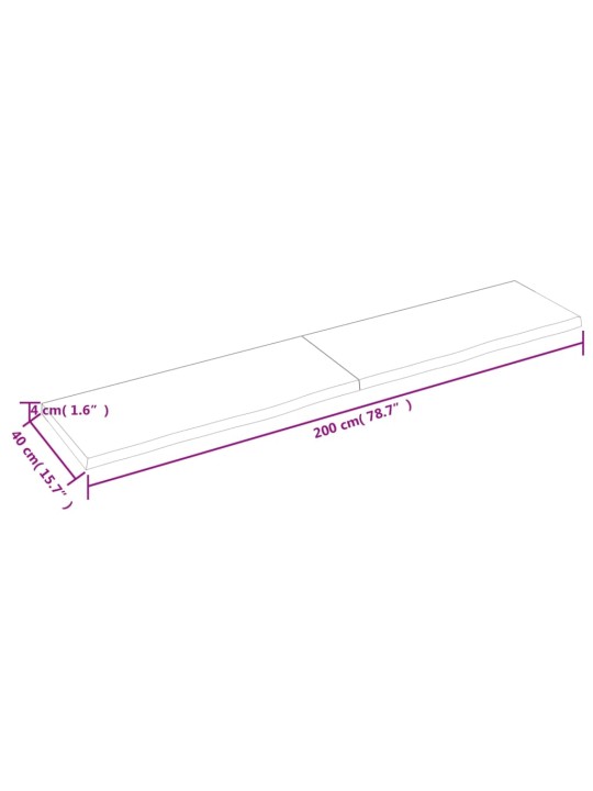 Seinariiul, helepruun, 200x40x(2-4) cm, töödeldud tammepuit