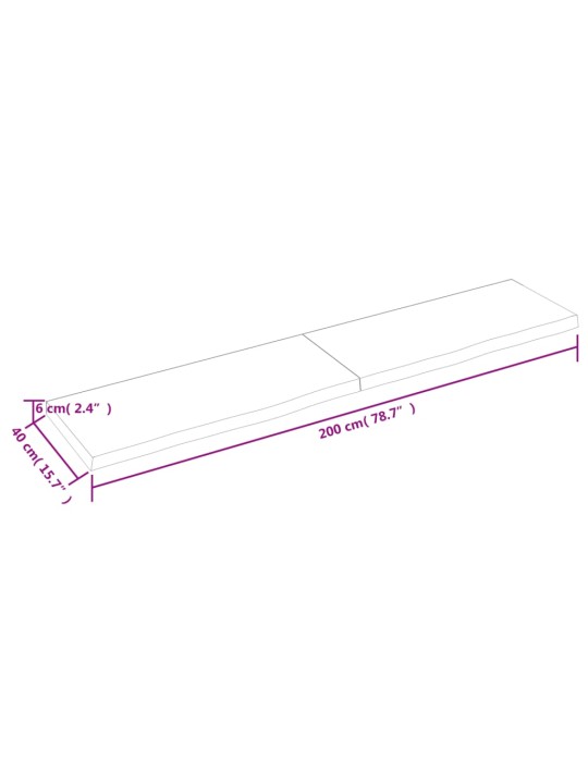 Seinariiul, helepruun, 200x40x(2-6) cm, töödeldud tammepuit