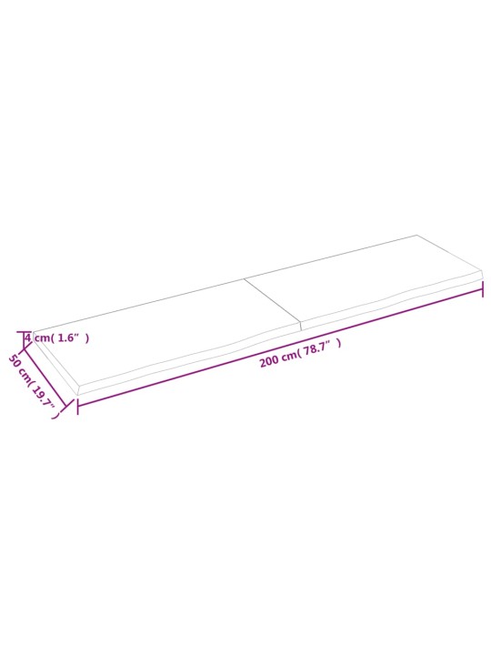 Seinariiul, helepruun, 200 x 50 x (2-4) cm, töödeldud tammepuit