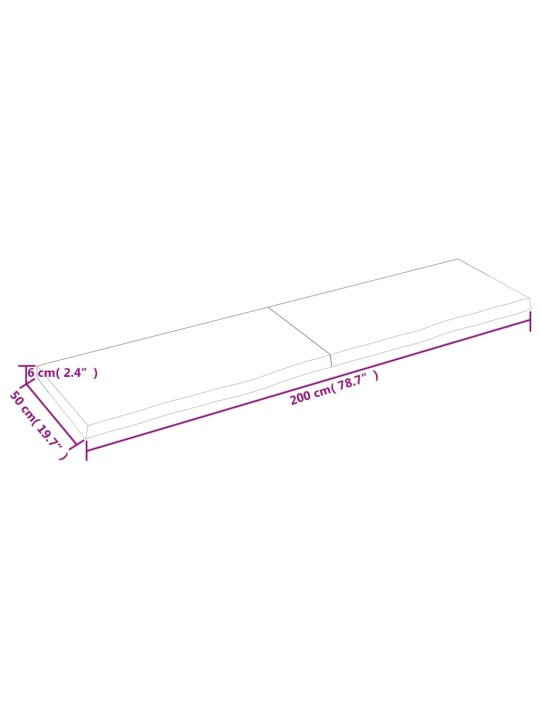 Seinariiul, helepruun, 200 x 50 x (2-6) cm, töödeldud tammepuit