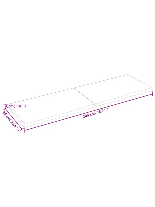 Seinariiul, helepruun, 200 x 60 x (2-4) cm, töödeldud tammepuit