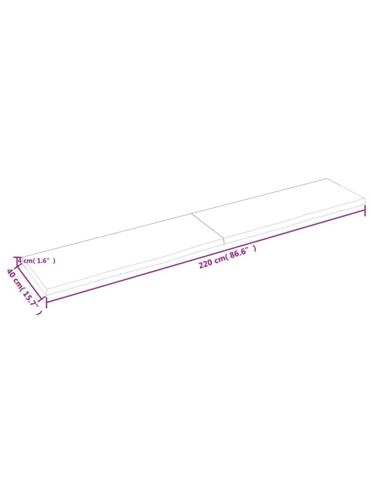 Seinariiul, helepruun, 220x40x(2-4) cm, töödeldud tammepuit