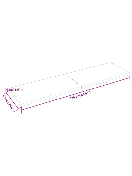 Seinariiul, helepruun, 220x60x(2-4) cm, töödeldud tammepuit