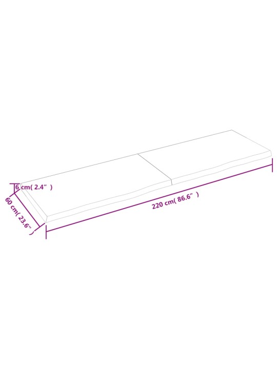 Seinariiul, helepruun, 220x60x(2-6) cm, töödeldud tammepuit