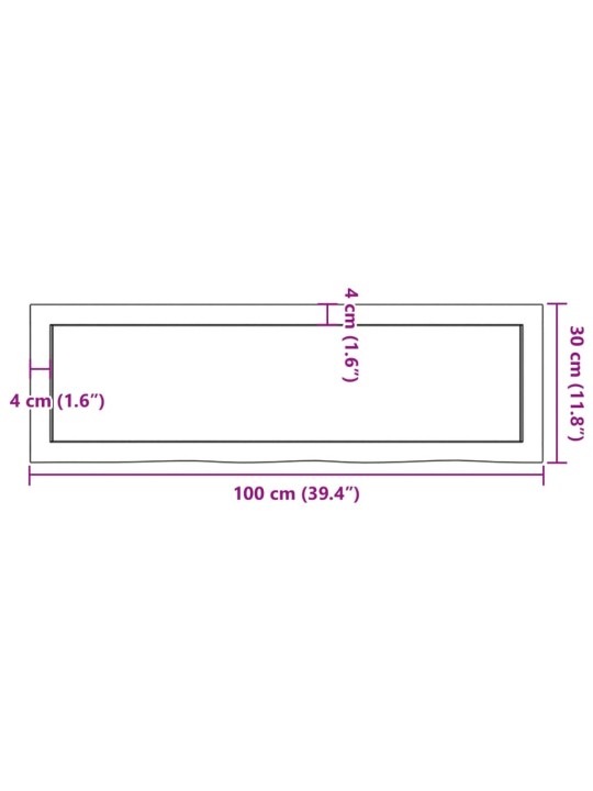 Seinariiul, tumepruun, 100x30x(2-6) cm, töödeldud tammepuit