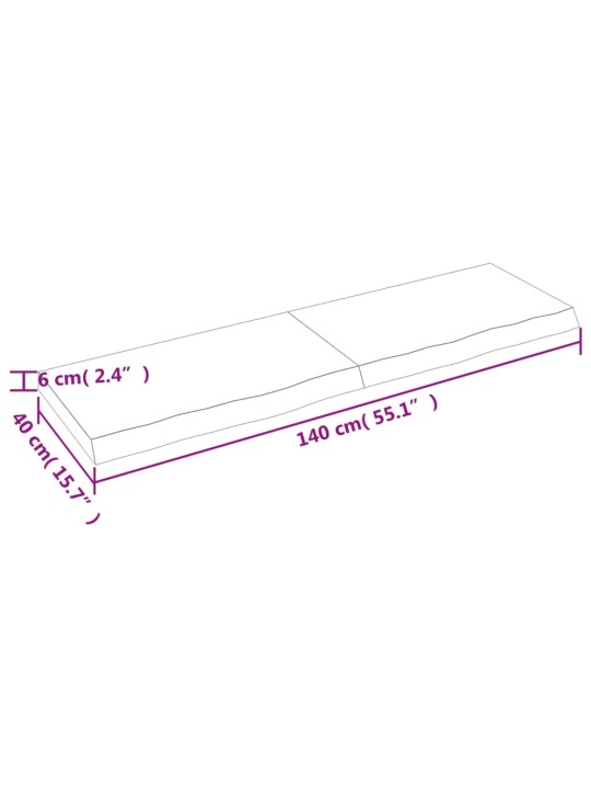 Seinariiul, tumepruun, 140x40x(2-6) cm, töödeldud tammepuit