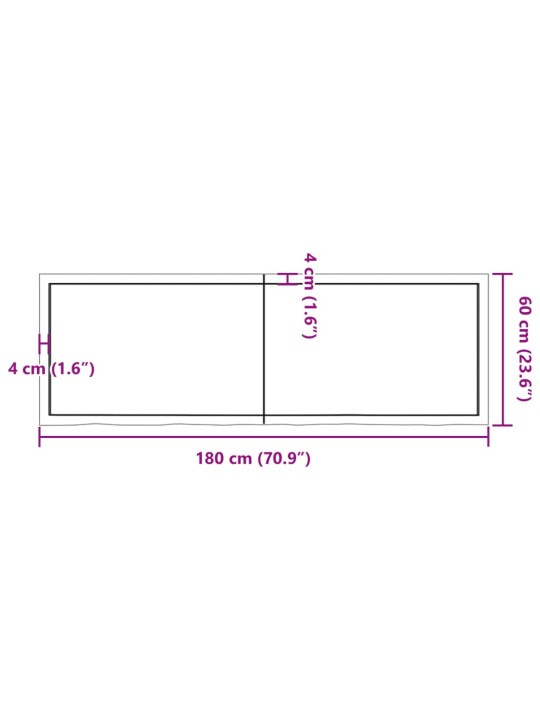 Seinariiul, tumepruun, 180x60x(2-4) cm, töödeldud tammepuit