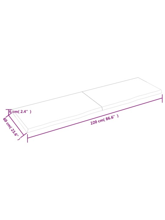 Seinariiul, tumepruun, 220x60x(2-6) cm, töödeldud tammepuit