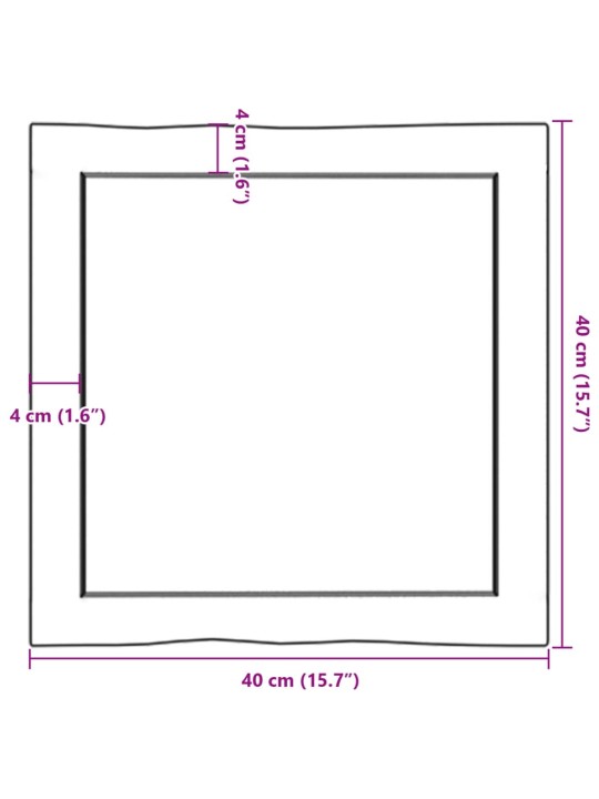 Lauaplaat, 40 x 40 x (2–4) cm, täispuit, naturaalsed servad