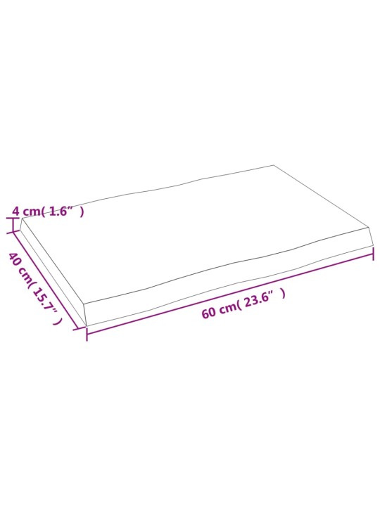 Lauaplaat, 60 x 40 x (2–4) cm, täispuit, naturaalsed servad