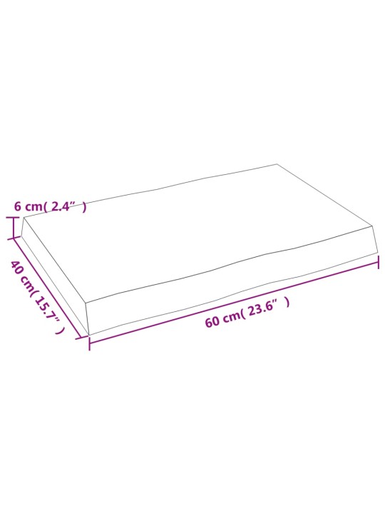 Lauaplaat, 60 x 40 x (2-6) cm, täispuit, naturaalsed servad