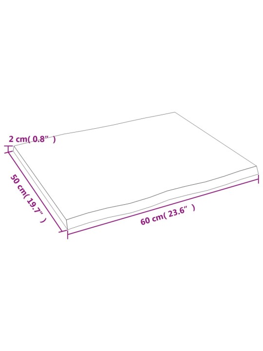 Lauaplaat, 60 x 50 x 2 cm, tammepuit, naturaalsed servad