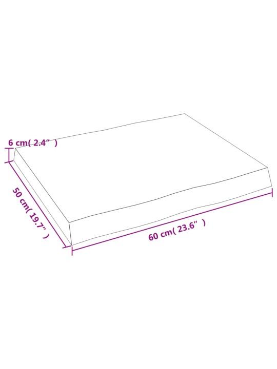 Lauaplaat, 60 x 50 x (2-6) cm, täispuit, naturaalsed servad