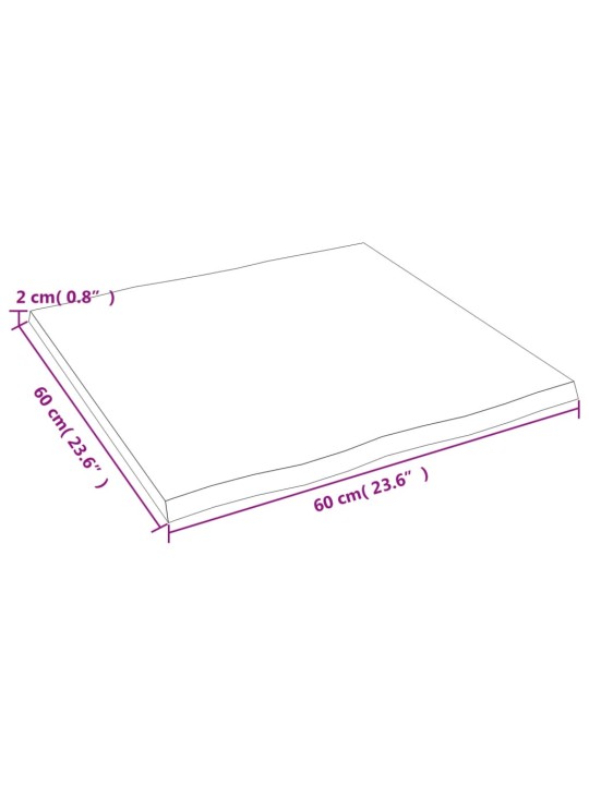 Lauaplaat, 60x60x2 cm, tammepuit, naturaalsed servad