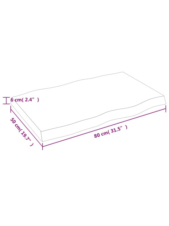 Lauaplaat, 80 x 50 x (2-6) cm, täispuit, naturaalsed servad