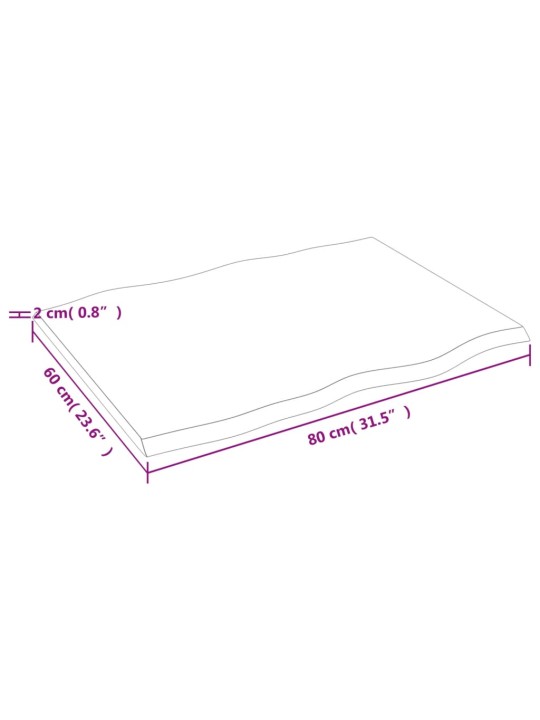 Lauaplaat, 80x60x2 cm, tammepuit, naturaalsed servad