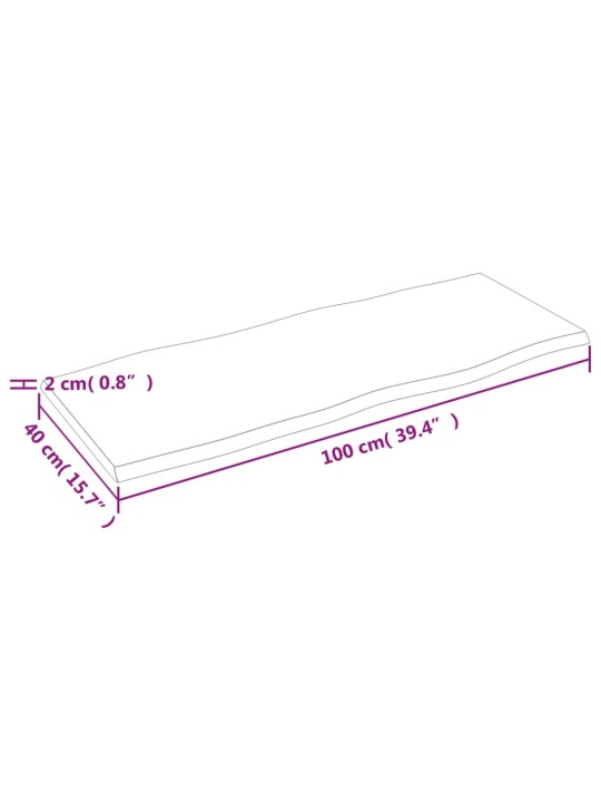 Lauaplaat, 100x40x2 cm, tammepuit, naturaalsed servad