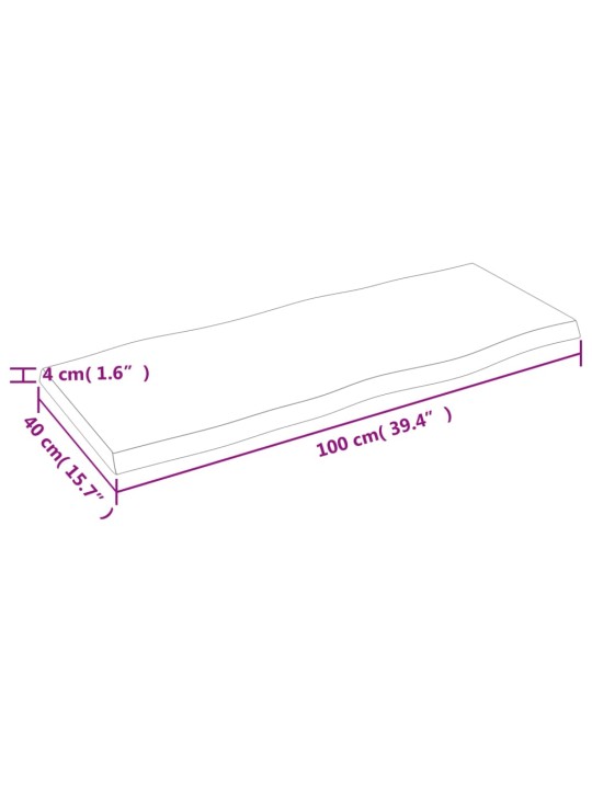 Lauaplaat, 100 x 40 x (2-4) cm, täispuit, naturaalsed servad