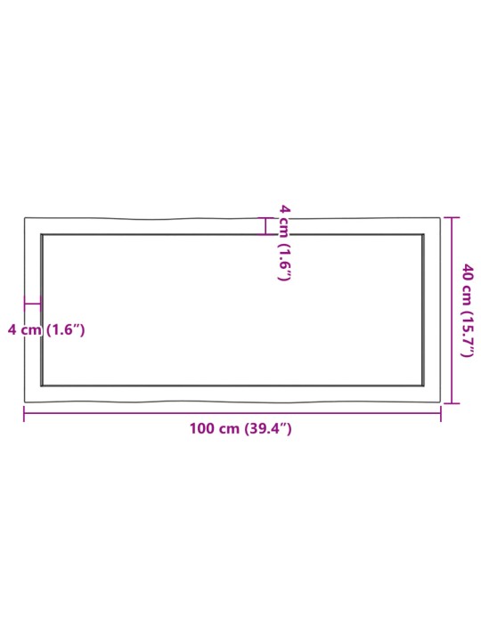 Lauaplaat, 100 x 40 x (2-4) cm, täispuit, naturaalsed servad