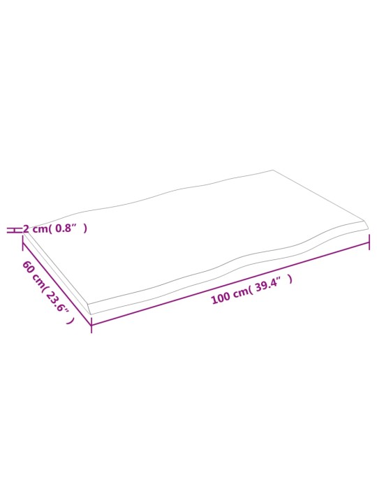 Lauaplaat, 100x60x2 cm, tammepuit, naturaalsed servad