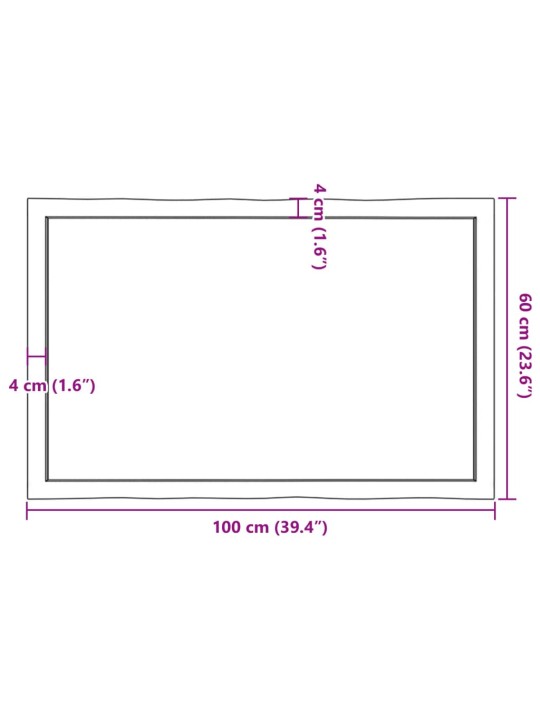 Lauaplaat, 100 x 60 x (2-4) cm, täispuit, naturaalsed servad