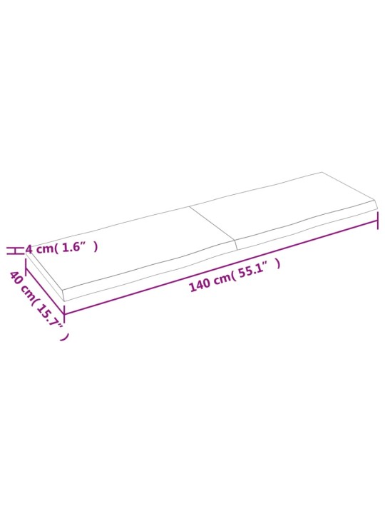 Lauaplaat, 140 x 40 x (2–4) cm, täispuit, naturaalsed servad