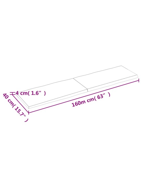 Lauaplaat, 160 x 40 x (2–4) cm, täispuit, naturaalsed servad