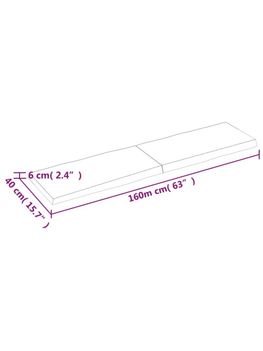 Lauaplaat, 160 x 40 x (2-6) cm, täispuit, naturaalsed servad