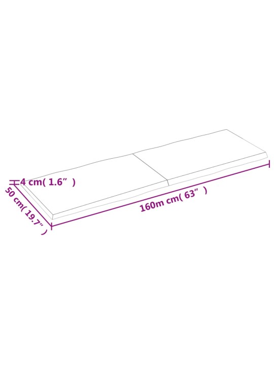 Lauaplaat, 160x50x4 cm, tammepuit, naturaalsed servad