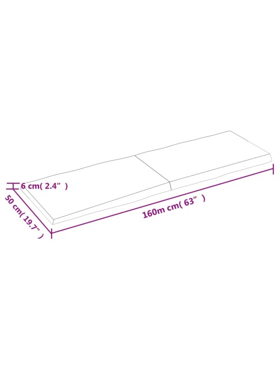 Lauaplaat, 160 x 50 x (2-6) cm, täispuit, naturaalsed servad