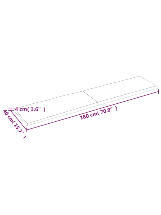 Lauaplaat, 180 x 40 x (2-4) cm, täispuit, naturaalsed servad