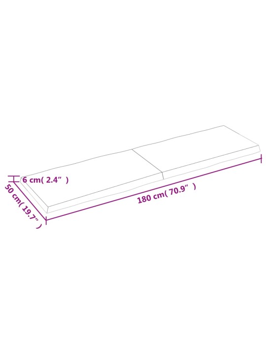 Lauaplaat, 180x50x(2-6) cm, täispuit, naturaalsed servad