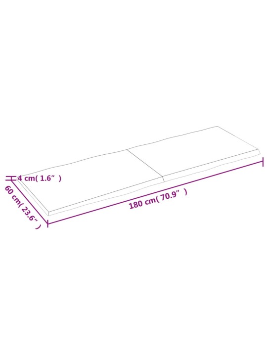 Lauaplaat, 180x60x(2-4) cm, täispuit, naturaalsed servad