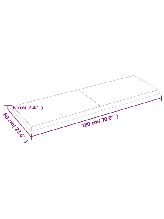 Lauaplaat, 180x60x(2-6) cm, täispuit, naturaalsed servad