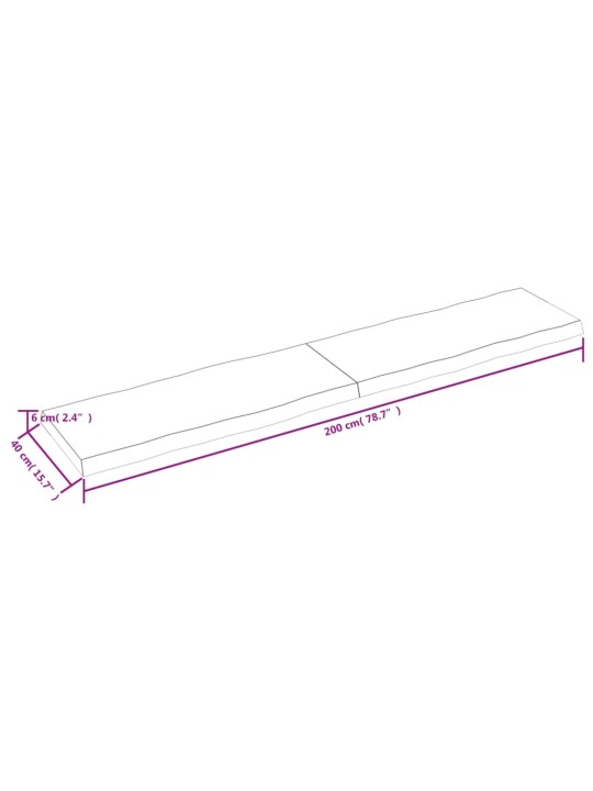 Lauaplaat, 200x40x(2-6) cm, täispuit, naturaalsed servad