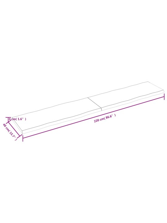 Lauaplaat, 220x40x(2-4) cm, täispuit, naturaalsed servad