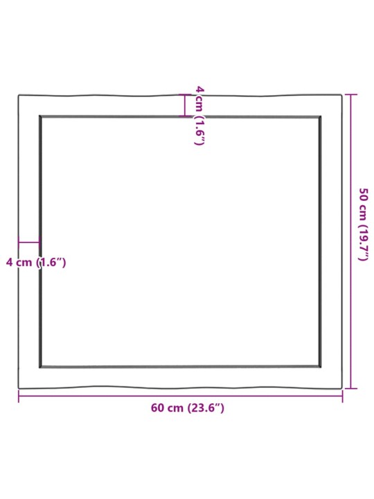 Lauaplaat, helepruun, 60 x 50 x (2-4) cm, töödeldud täispuit