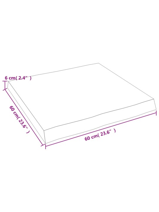 Lauaplaat, helepruun, 60 x 60 x (2–6) cm, töödeldud täispuit