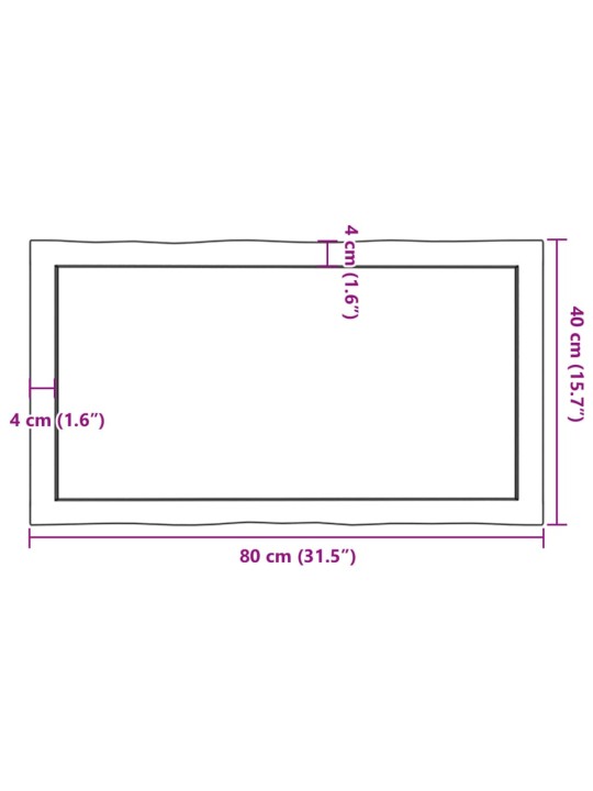 Lauaplaat, helepruun, 80 x 40 x (2-4) cm, töödeldud täispuit