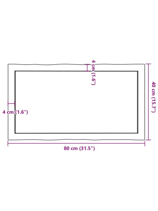 Lauaplaat, helepruun, 80 x 40 x (2-6) cm, töödeldud täispuit