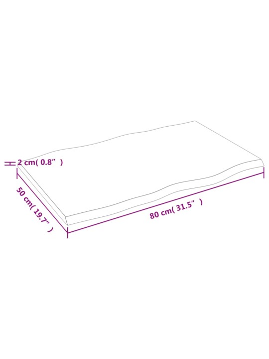 Lauaplaat, helepruun 80x50x2 cm, töödeldud tammepuit