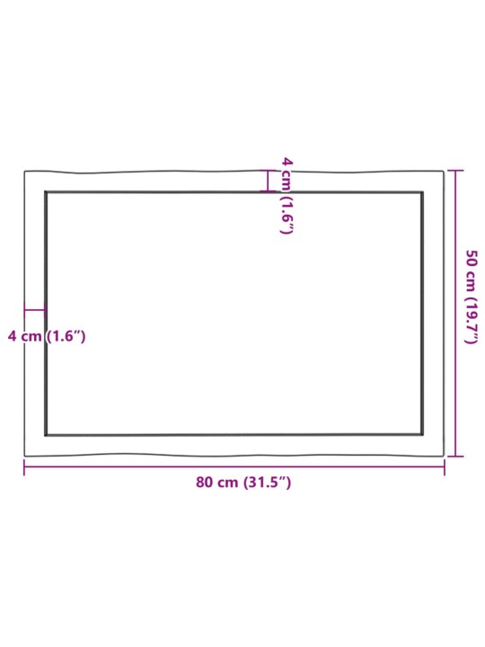 Lauaplaat, helepruun, 80 x 50 x (2-4) cm, töödeldud täispuit