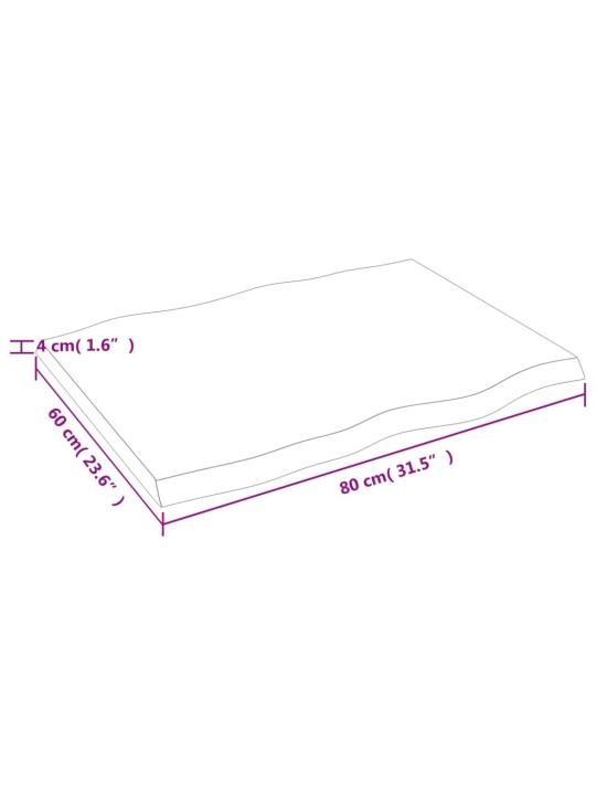 Lauaplaat, helepruun, 80 x 60 x (2–4) cm, töödeldud täispuit