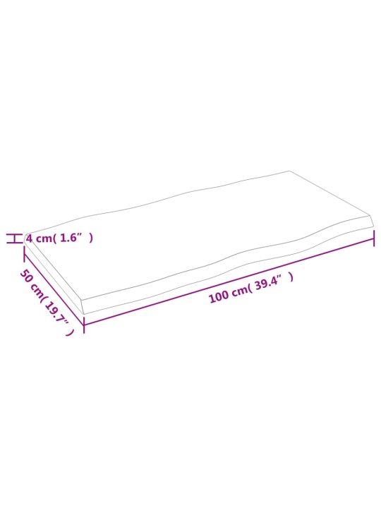 Lauaplaat, helepruun, 100 x 50 x (2-4) cm, töödeldud täispuit