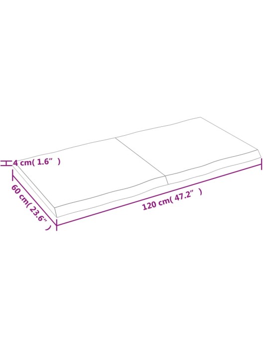 Lauaplaat, helepruun, 120 x 60 x (2–4) cm, töödeldud täispuit