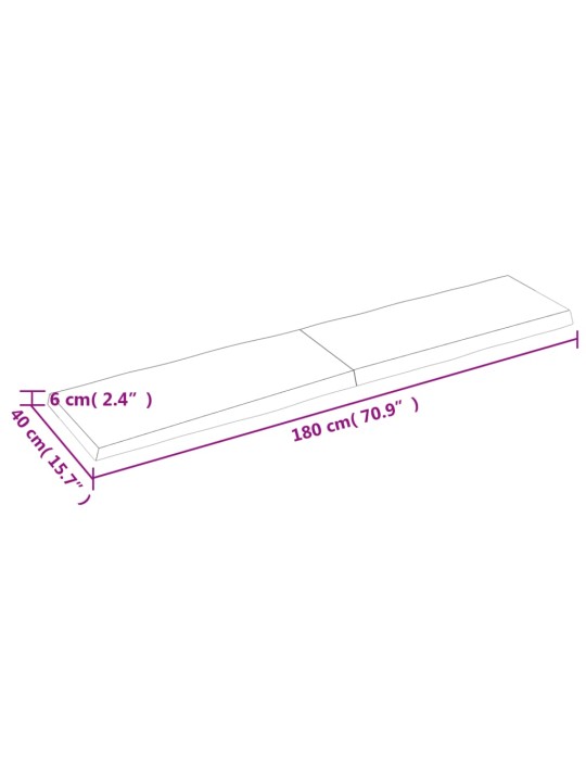 Lauaplaat, helepruun, 180x40x(2-6) cm, töödeldud täispuit