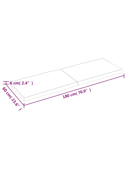 Lauaplaat, helepruun, 180 x 60 x (2-6) cm, töödeldud täispuit