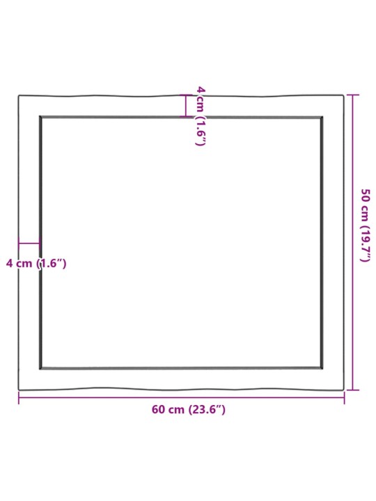 Lauaplaat, tumepruun, 60x50x(2-6) cm, töödeldud täispuit